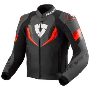 Blouson moto en cuir noir-rouge fluo Revit Quantum 3