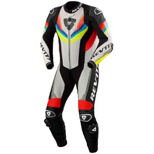Combinaison moto en cuir Revit Quantum 3 gris clair-jaune fluo