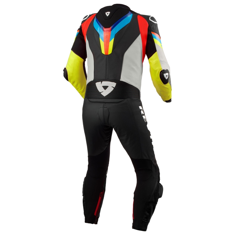 Combinaison moto en cuir Revit Quantum 3 gris clair-jaune fluo