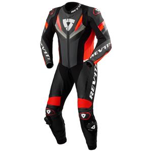 Combinaison moto en cuir Revit Quantum 3 anthracite-rouge fluo