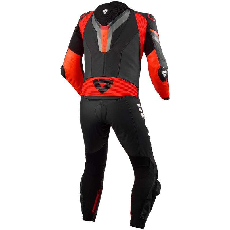 Combinaison moto en cuir Revit Quantum 3 anthracite-rouge fluo