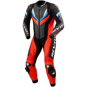 Combinaison moto en cuir Revit Quantum 3 rouge fluo-noir