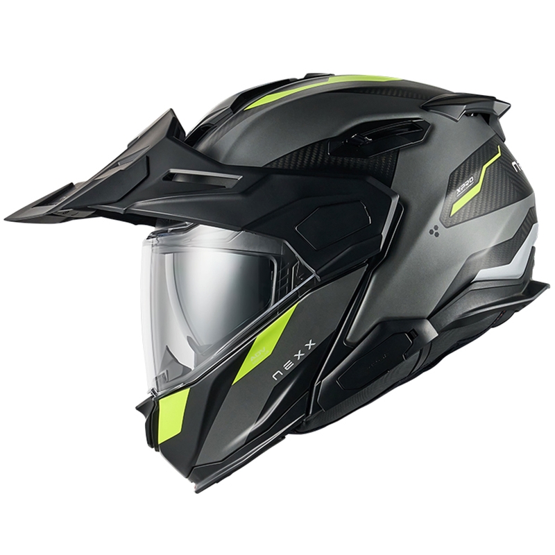 Casque moto modulable Nexx X.Lifecountry Terra gris mat-jaune fluo