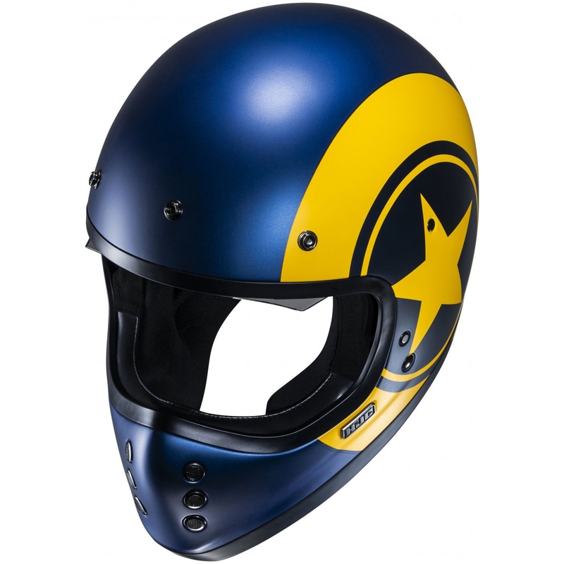 Casque moto intégral HJC V60 Nyx MC3SF bleu-jaune