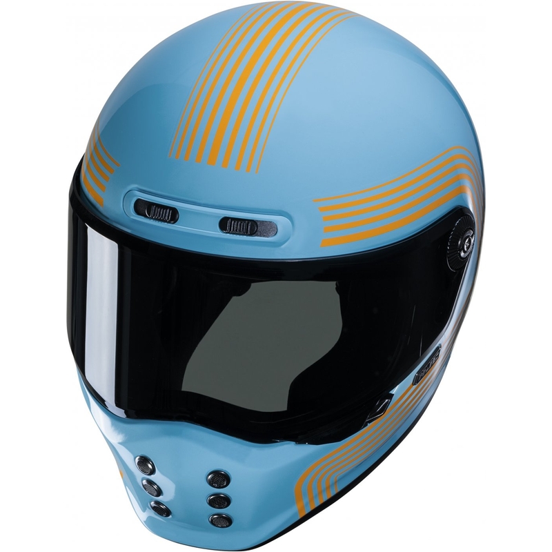 Casque moto intégral HJC V10 Foni MC27 turquoise-orange