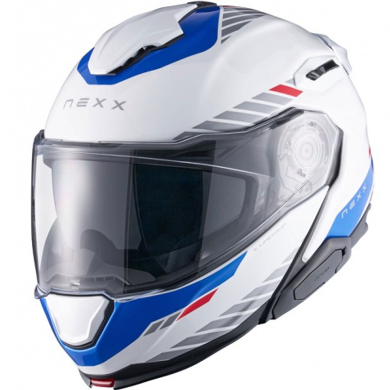 Casque moto modulable Nexx X.Lifetour Globe blanc-bleu