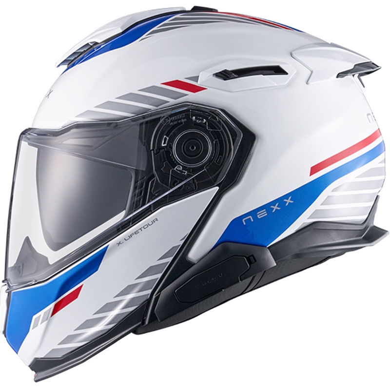 Casque moto modulable Nexx X.Lifetour Globe blanc-bleu