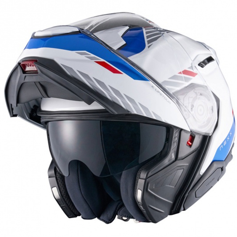 Casque moto modulable Nexx X.Lifetour Globe blanc-bleu