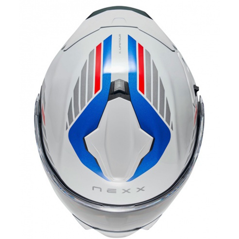 Casque moto modulable Nexx X.Lifetour Globe blanc-bleu