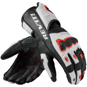 Gants de moto Revit Quantum 3 Blanc-Rouge Fluo