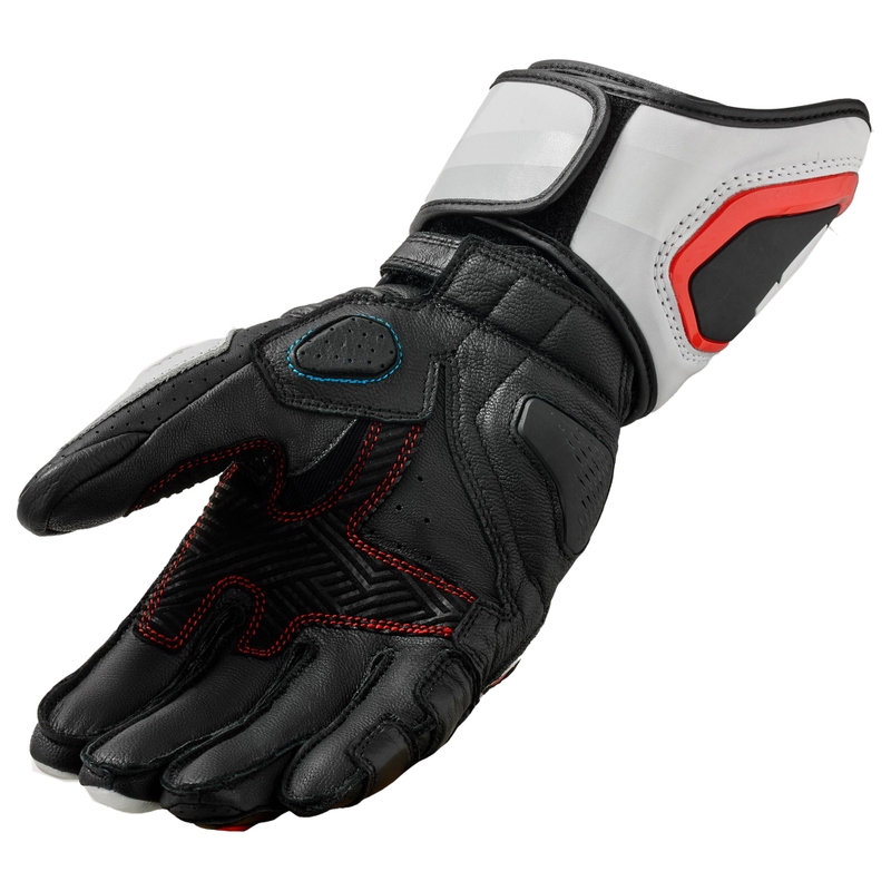 Gants de moto Revit Quantum 3 Blanc-Rouge Fluo