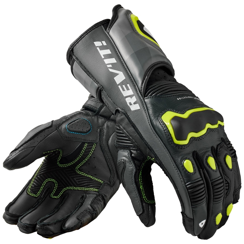 Gants de moto Revit Quantum 3 gris-jaune fluo