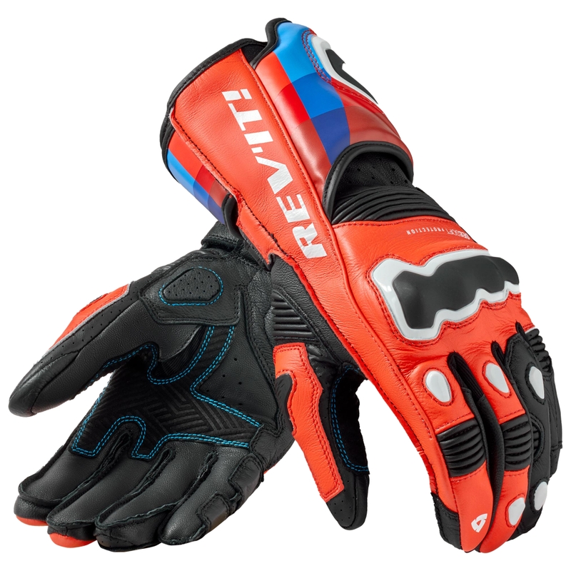 Gants moto Revit Quantum 3 rouge-bleu fluo