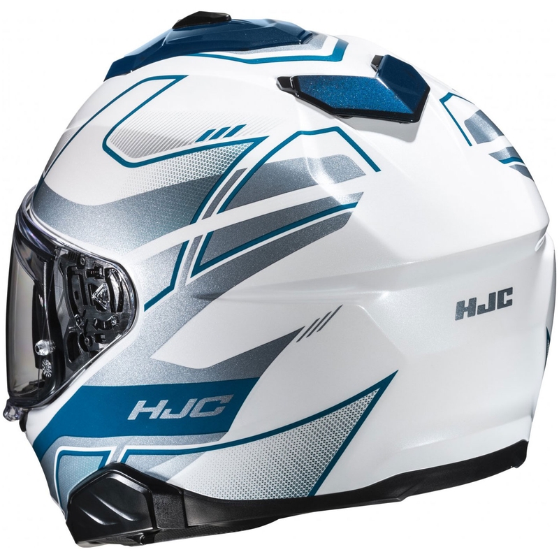 Casque moto intégral HJC i71 Iorix MC2 blanc-bleu-argent