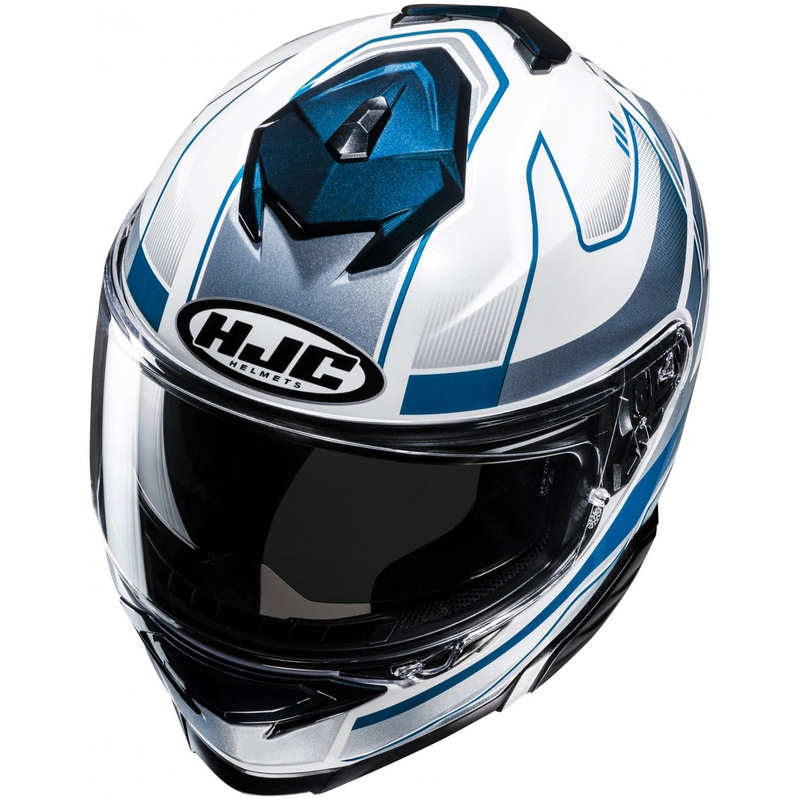 Casque moto intégral HJC i71 Iorix MC2 blanc-bleu-argent