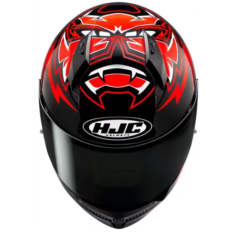 Casque moto intégral HJC C10 Diablo Mask MC1 noir-rouge-blanc
