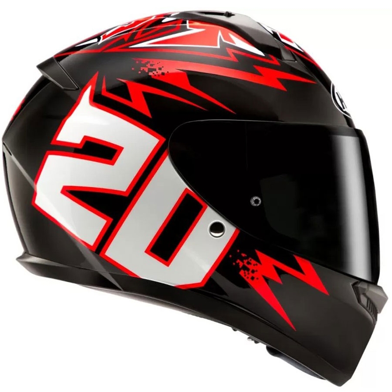 Casque moto intégral HJC C10 Diablo Mask MC1 noir-rouge-blanc