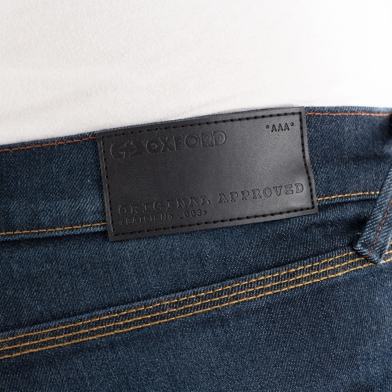 Jean slim Oxford Original approuvé AAA, jean moto bleu délavé