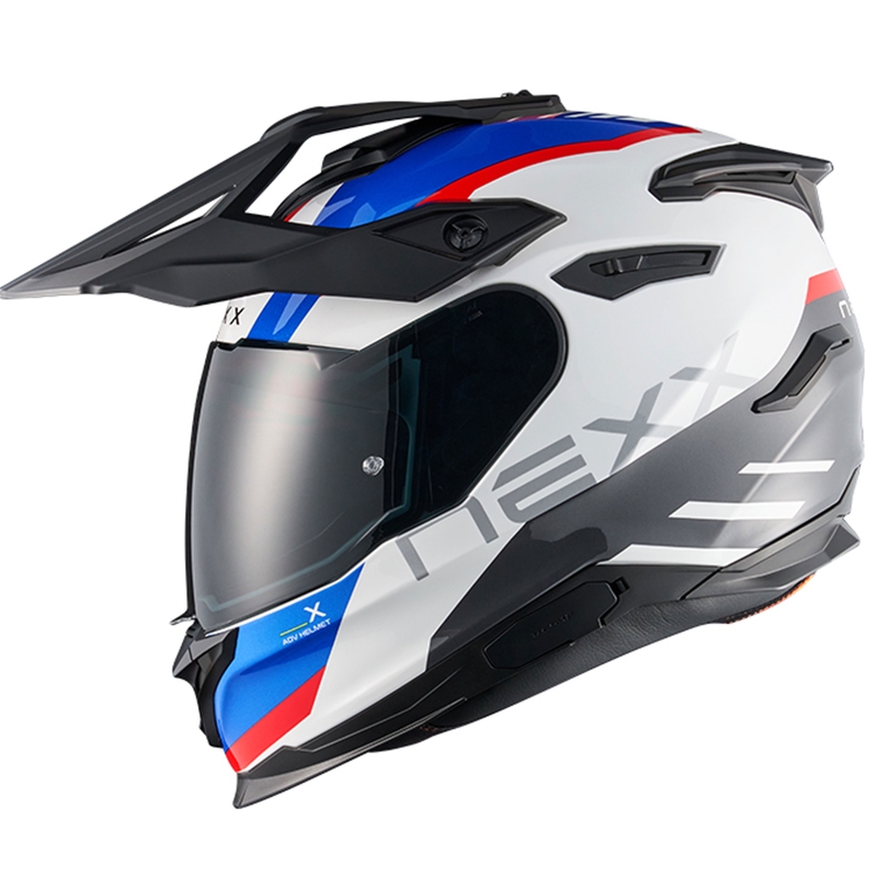 Casque moto enduro NEXX Y.TRAVL Quest blanc-bleu-rouge