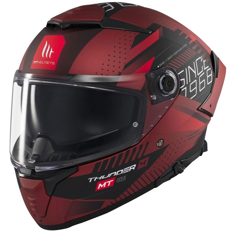 Casque intégral de moto MT Thunder 4 SV Luminence rouge mat