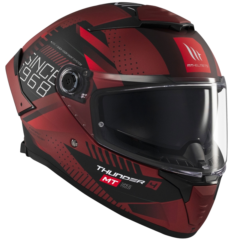Casque intégral de moto MT Thunder 4 SV Luminence rouge mat