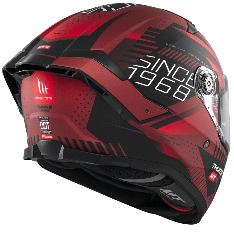 Casque intégral de moto MT Thunder 4 SV Luminence rouge mat