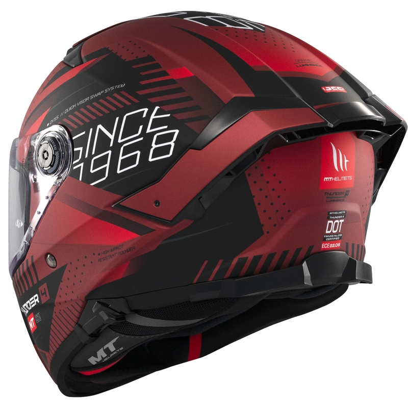 Casque intégral de moto MT Thunder 4 SV Luminence rouge mat