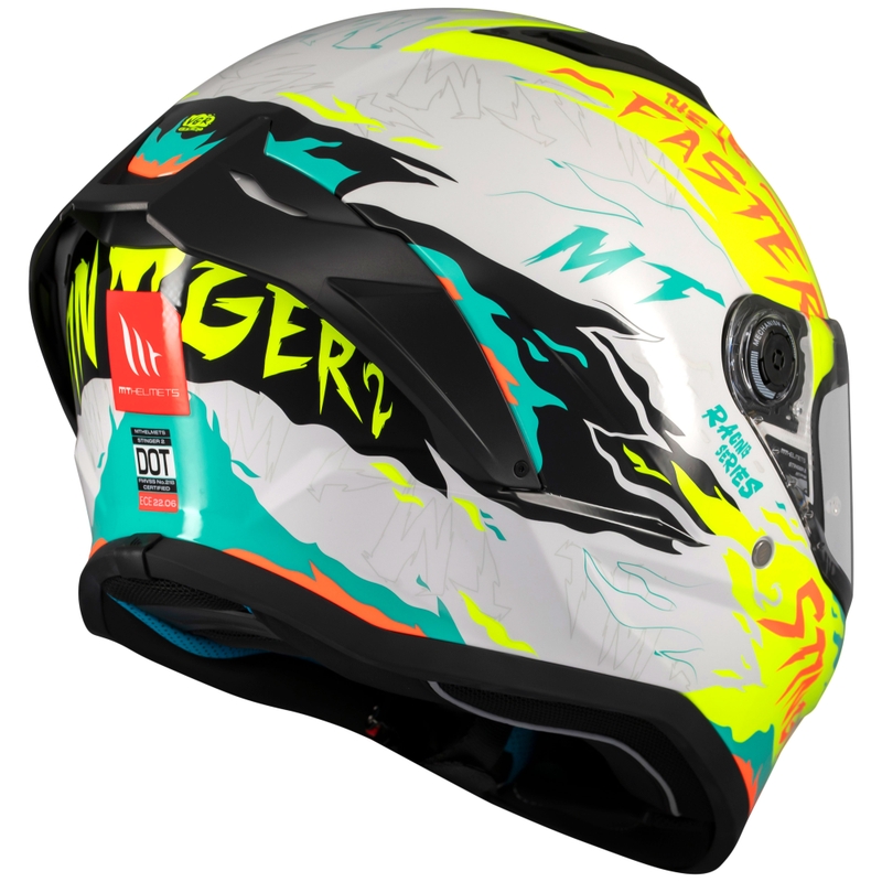 Casque moto intégral MT Stinger 2 Ardent blanc-jaune
