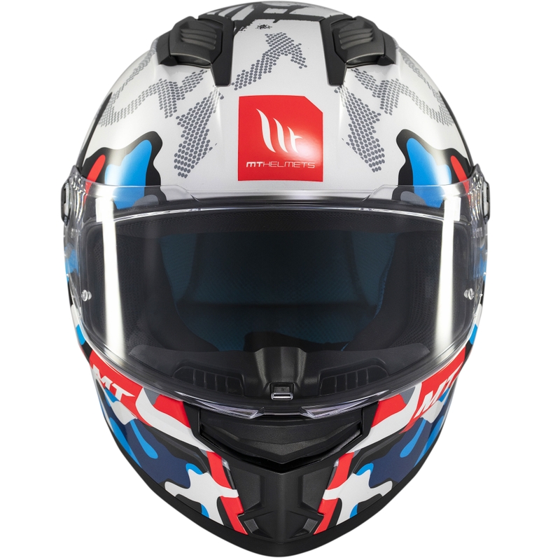 Casque moto intégral MT Stinger 2 Yozu blanc-bleu