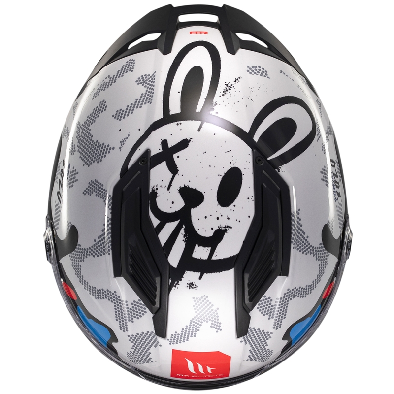 Casque moto intégral MT Stinger 2 Yozu blanc-bleu