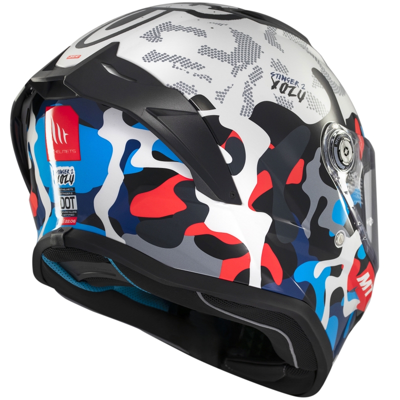 Casque moto intégral MT Stinger 2 Yozu blanc-bleu