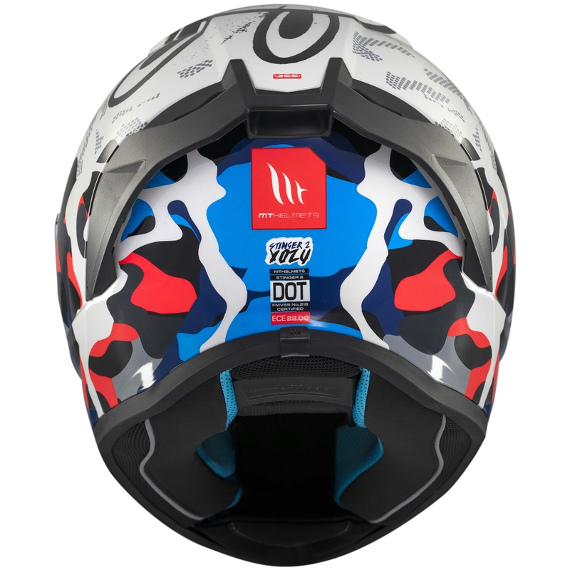 Casque moto intégral MT Stinger 2 Yozu blanc-bleu
