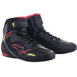 Bottes moto Alpinestars Faster-3 Rideknit noir-rouge-jaune fluo-gris