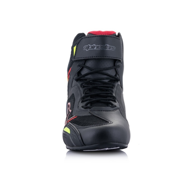 Bottes moto Alpinestars Faster-3 Rideknit noir-rouge-jaune fluo-gris