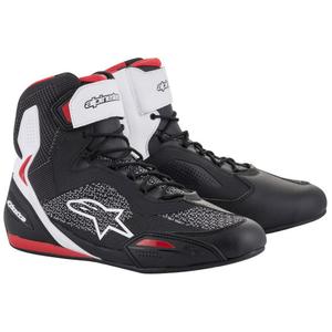 Bottes de moto Alpinestars Faster 3 Rideknit noir-blanc-rouge