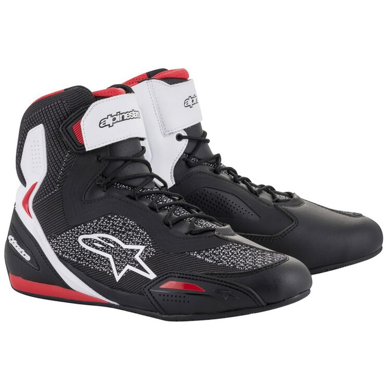 Bottes de moto Alpinestars Faster 3 Rideknit noir-blanc-rouge