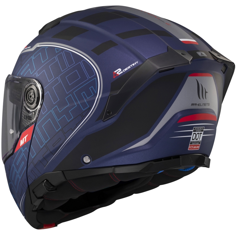 Casque moto modulable MT Atom 2 SV Destiny bleu mat-noir