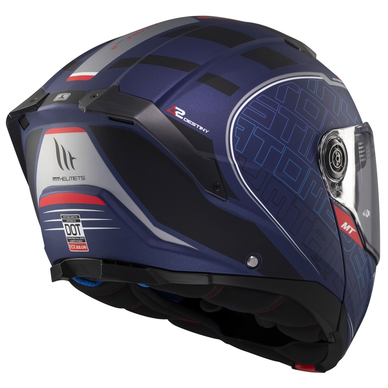 Casque moto modulable MT Atom 2 SV Destiny bleu mat-noir