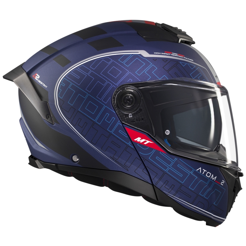 Casque moto modulable MT Atom 2 SV Destiny bleu mat-noir