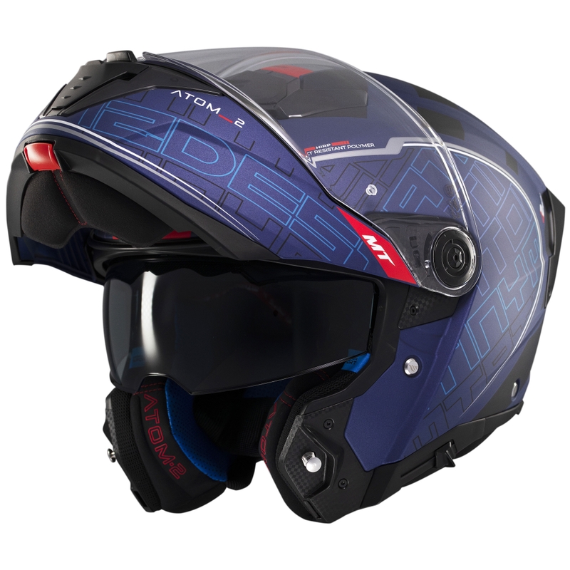 Casque moto modulable MT Atom 2 SV Destiny bleu mat-noir