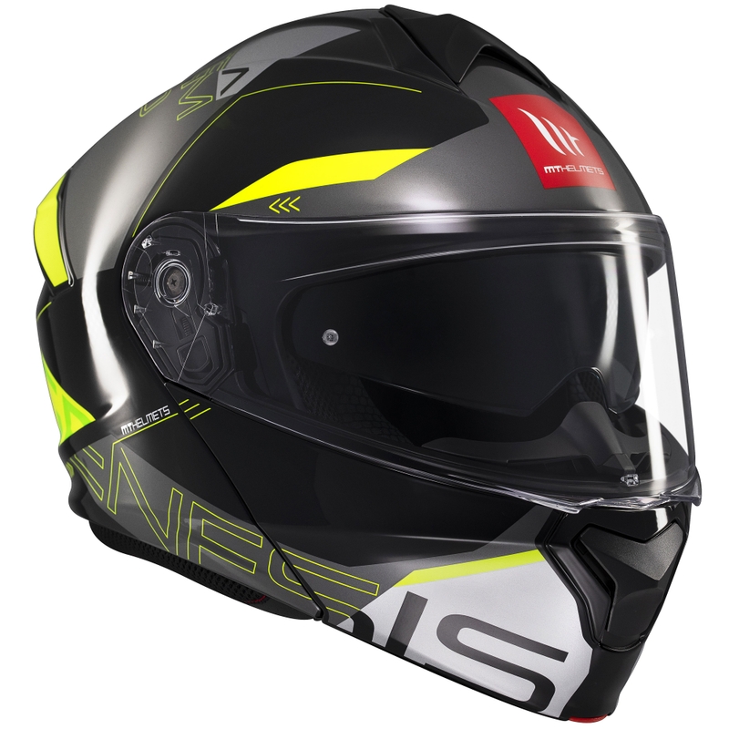 Casque moto modulable MT Genesis SV Atempo noir-gris-jaune fluo