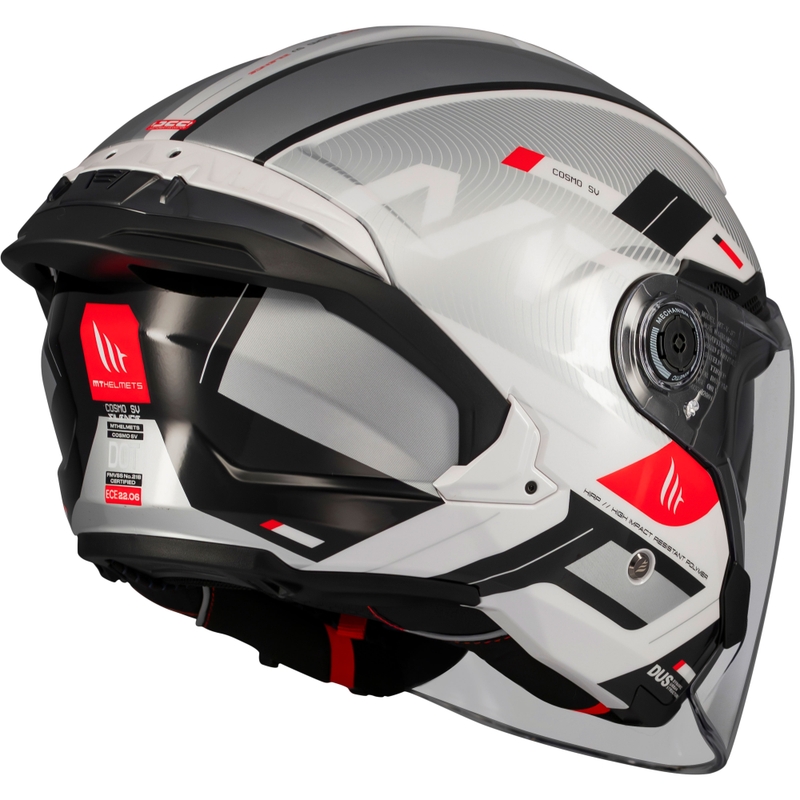 Casque moto ouvert MT Cosmo SV Silence blanc-gris