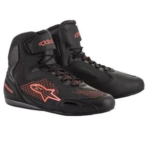 Bottes de moto Alpinestars Faster 3 Rideknit Noir-Rouge Fluo