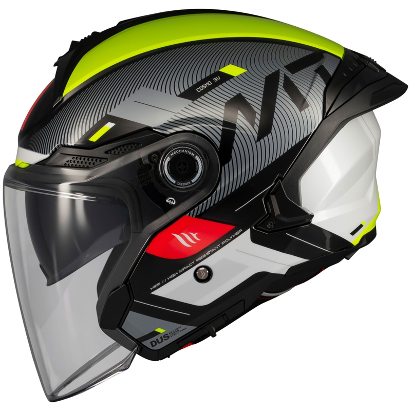 Casque moto ouvert MT Cosmo SV Silence noir-jaune fluo