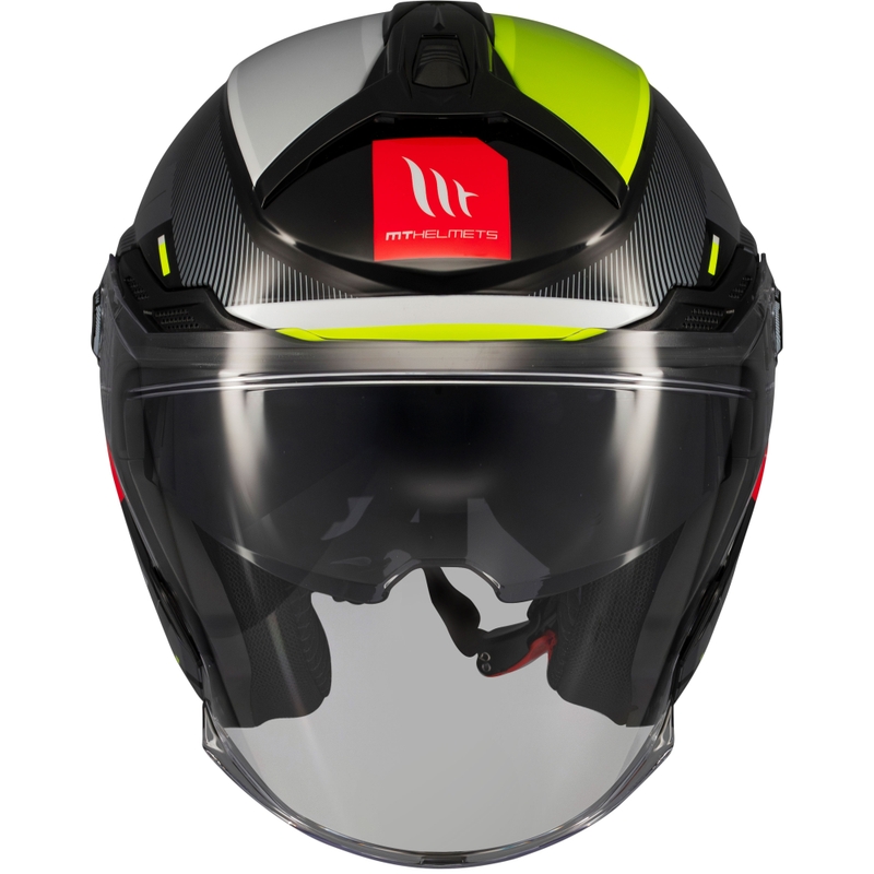 Casque moto ouvert MT Cosmo SV Silence noir-jaune fluo