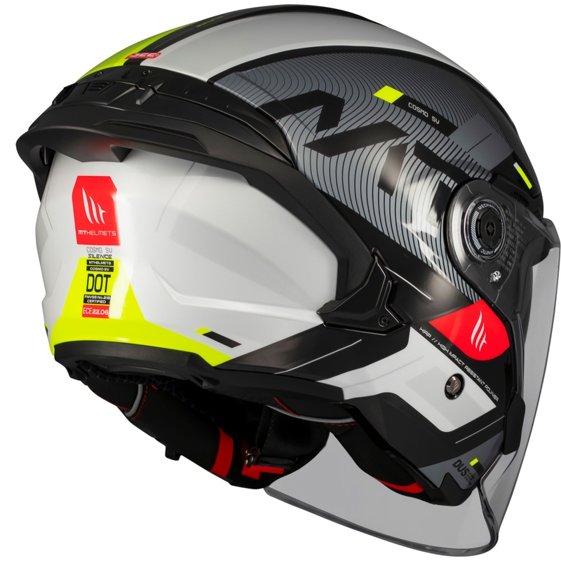 Casque moto ouvert MT Cosmo SV Silence noir-jaune fluo