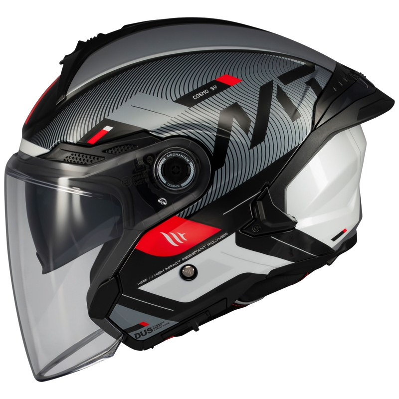 Casque moto ouvert MT Cosmo SV Silence noir-gris-blanc