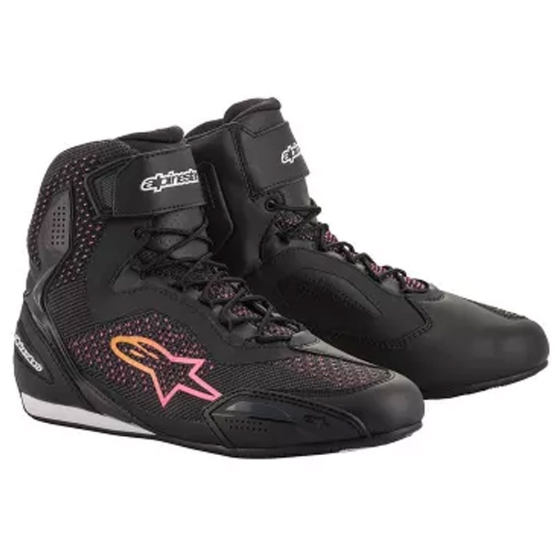 Bottes moto femme Alpinestars Stella Faster 3 Rideknit, noir-jaune-rose