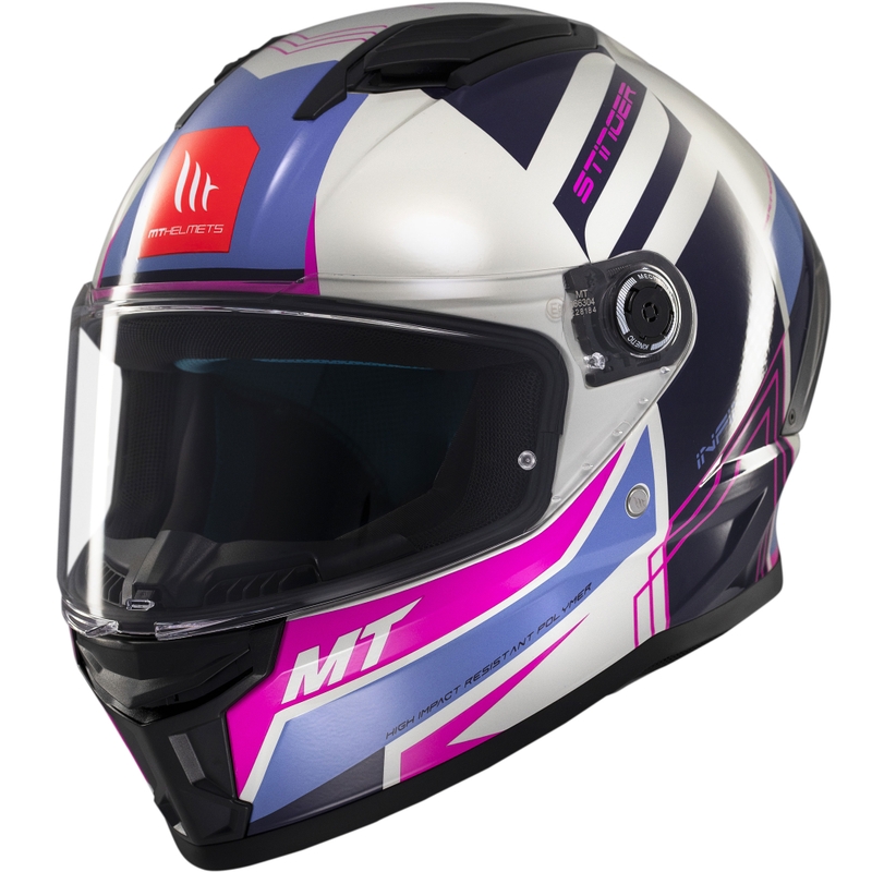 Casque moto intégral MT Stinger 2 Tron gris-violet-rose