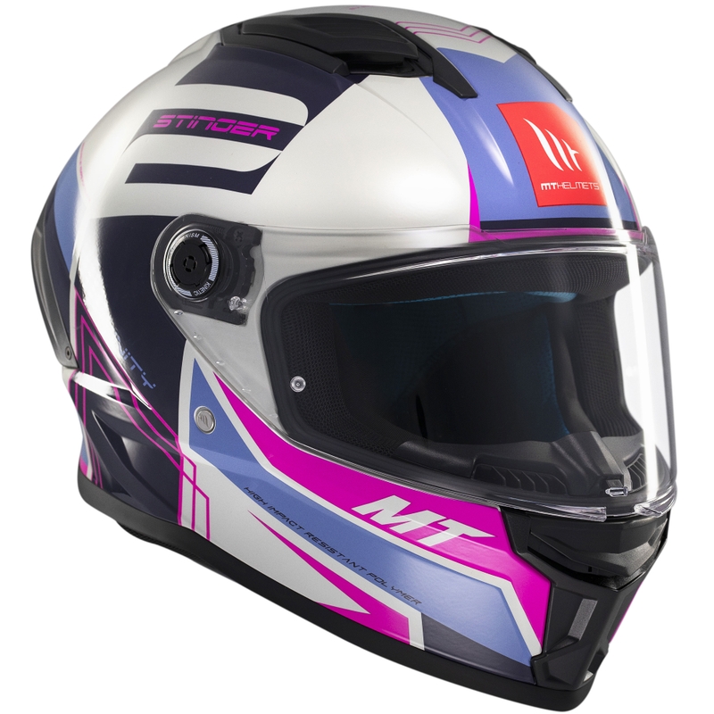 Casque moto intégral MT Stinger 2 Tron gris-violet-rose